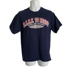 Vintage DARE  T-Shirt Medium Blue Dare To Resist Drugs And Violence 80s- 90s
